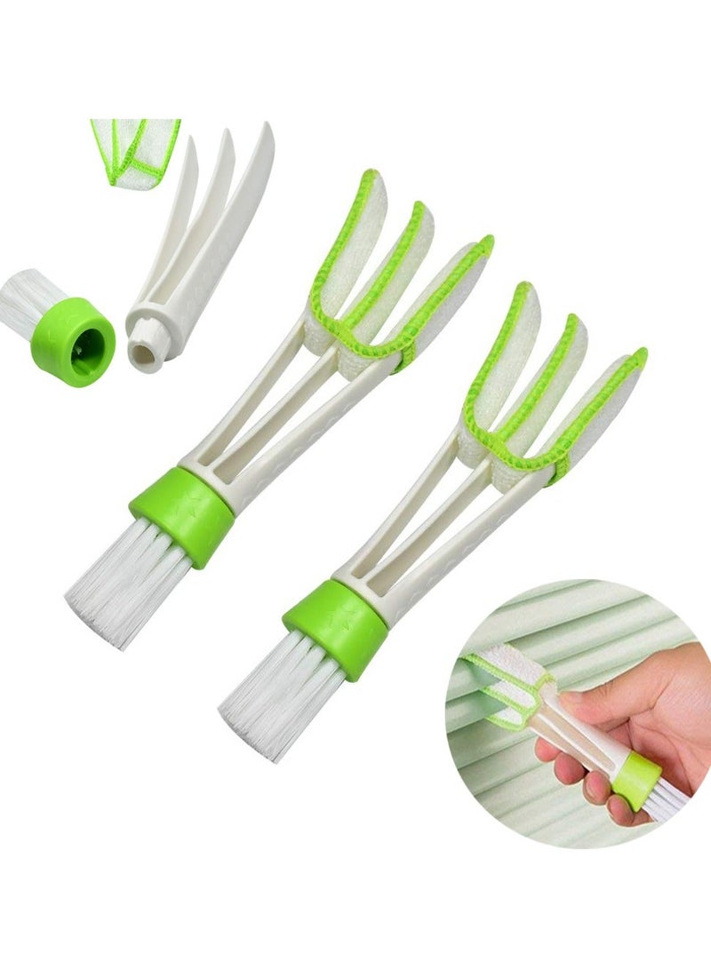 2 حزمة ميني جمع الغبار لتهوية السيارة, سيارة تكييف الهواء نظافة وفرشة, تستخدم لوحة المفاتيح, شفرات النافذة, الستائر, مروحة النظارات, الأخضر - Image 1